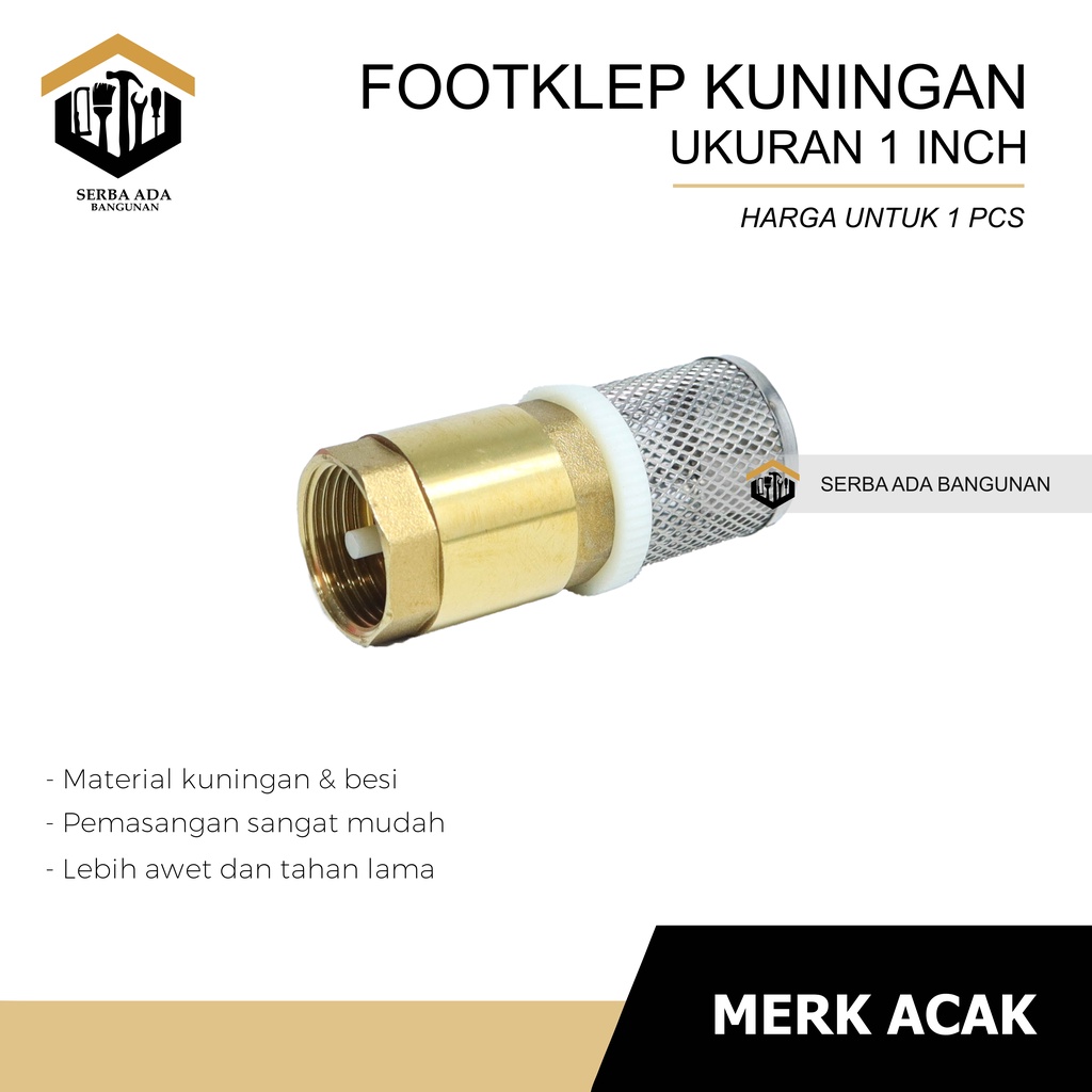 FOOTKLEP KUNINGAN 1 1/2 3/4 INCH FOOT KLEP / SARINGAN PENAHAN AIR TIDAK TURUN POMPA SUMUR LEDENG TUSEN