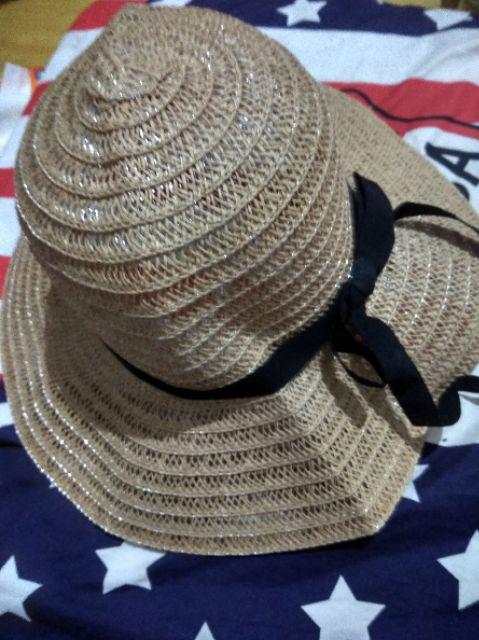 Topi Jerami Pantai Nyaman dengan Hiasan Pita untuk Wanita 