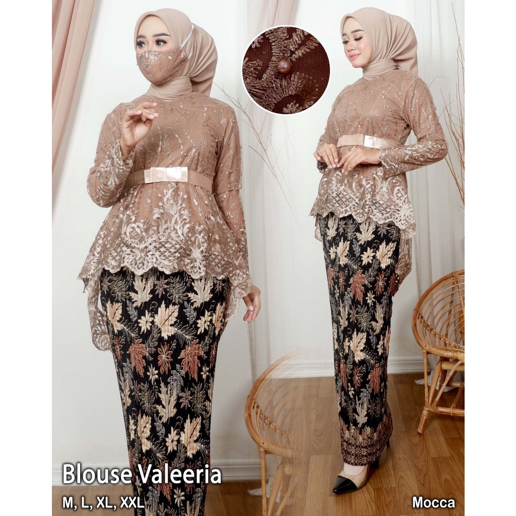 Setelan Kebaya Blouse Valeria / Kebaya Modern Wisuda / Set Baju Brukat Pesta / Bridesmaid / Kebaya Remaja Kekinian