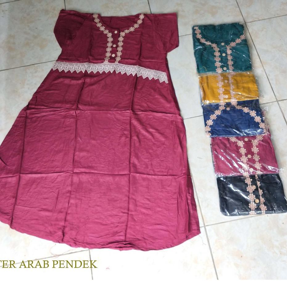 DASTER WANITA ARAB LENGAN PENDEK KANCING DEPAN RENDA BUSUI GROSIR SUPER GRADE TERBARU