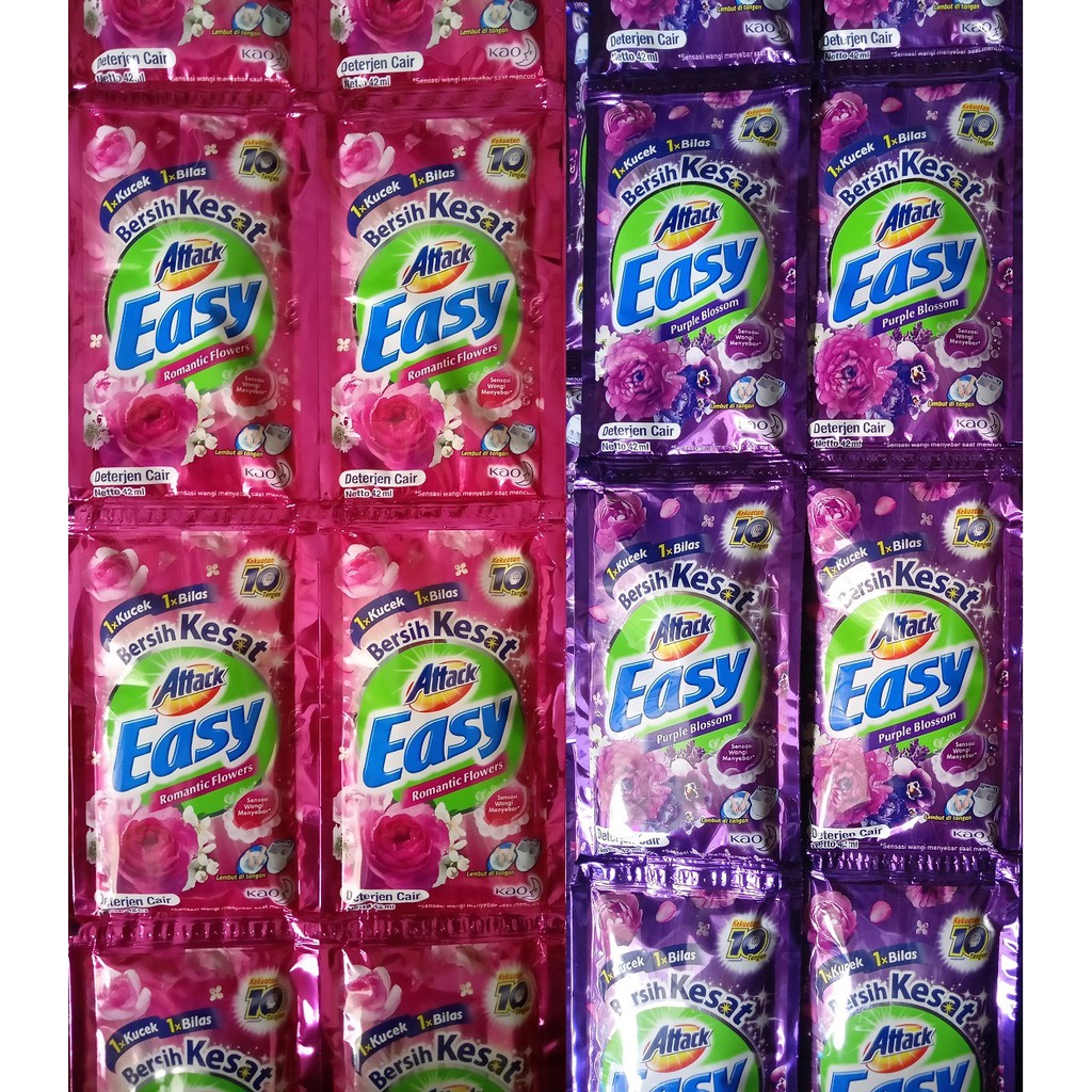 Sabun cuci baju attack easy cair 42ml 1 renceng isi 6 sachet attack detergent cair easy