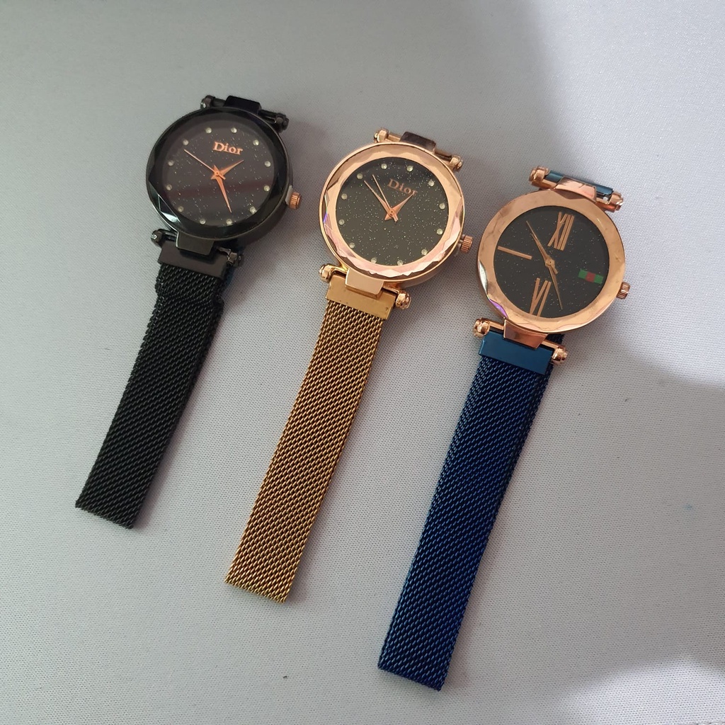 Jam Tangan tali pasir Fashion Wanita tali pasir tutup magnet simple jam tangan magnet Glitter tali pasir wanita cewek import