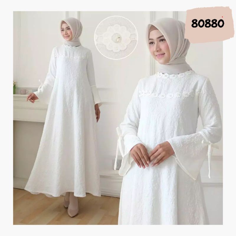 Gamis Putih/ Gamis Putih Murah/ Gamis Putih Brukat/ Gamis Putih Jumbo
