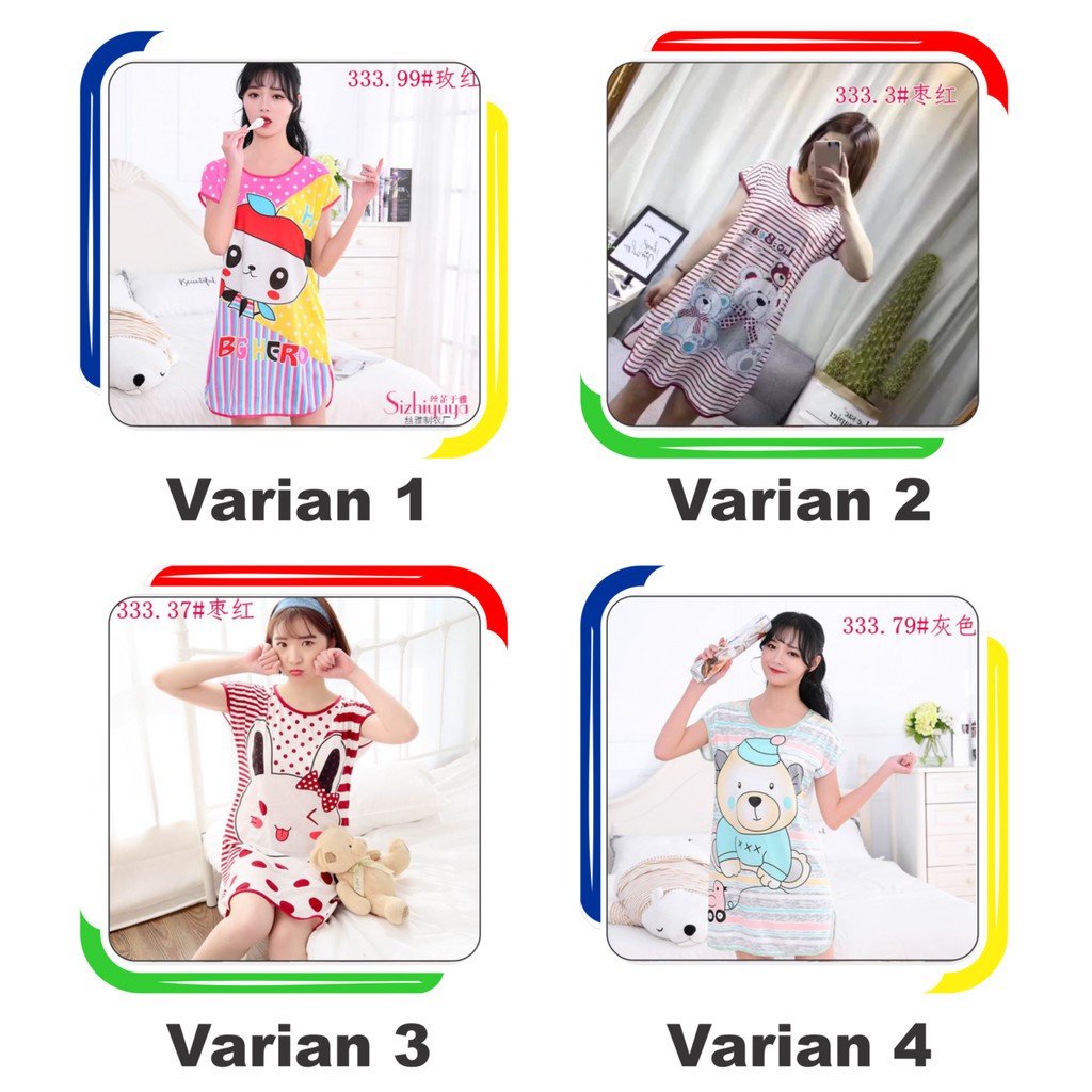 Gobra ♕ PW061 Baju Tidur Wanita Piyama Motif Kartun Lucu Pakaian Wanita Daster Variasi Import COD