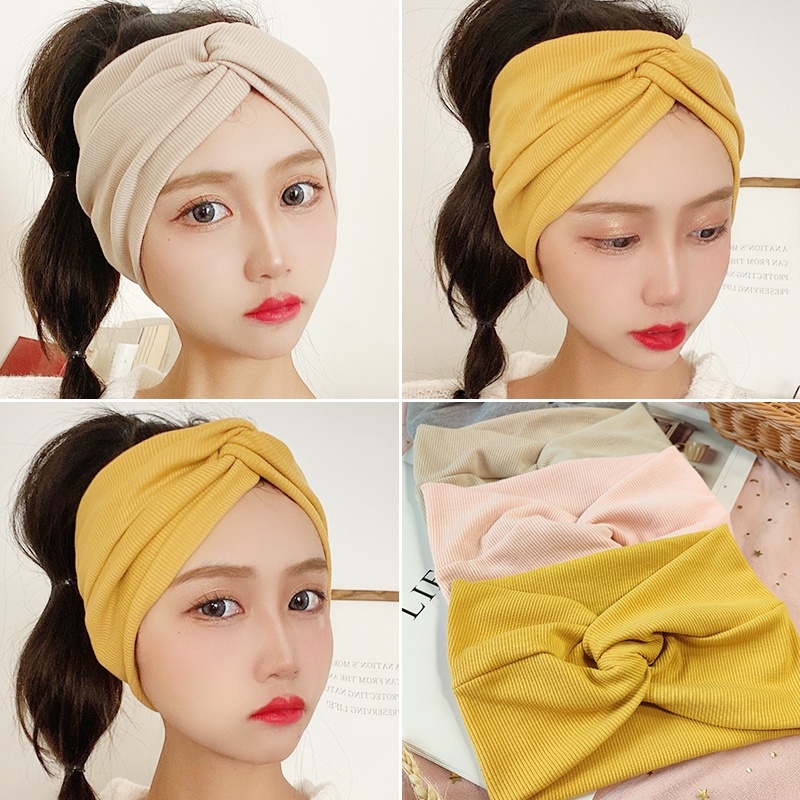 Bando Wanita Motif Hairband Elastis/Aksesoris Hairband/Fashion Bando Import/Bando Bandana Wanita Headband Korea Elastis Stretch Sport Wanita Polos Ikat Rambut Jilbab Bandana Rambut Wanita