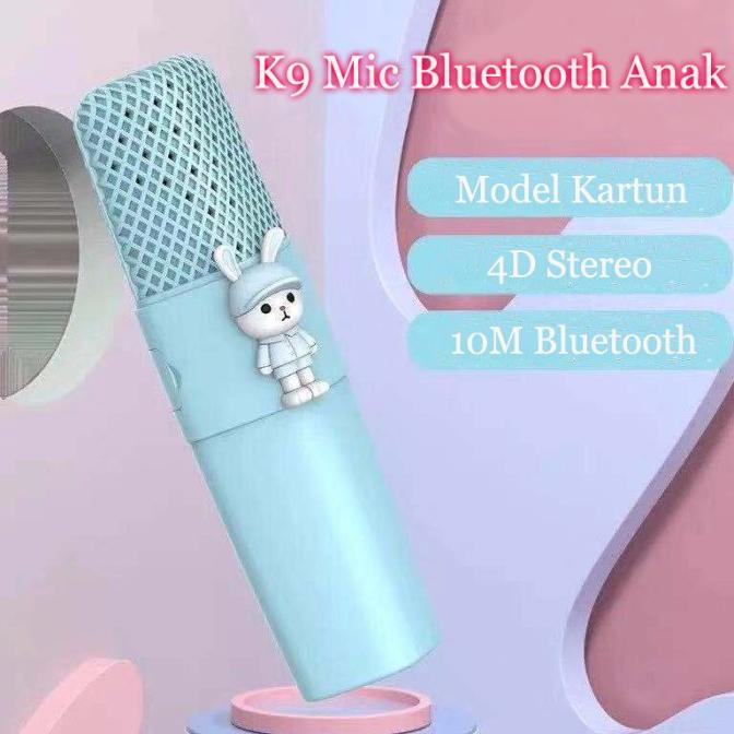 Mic K9 Wireless Microfon Anak Bluetooth Model Kartun Karaoke Player Mi