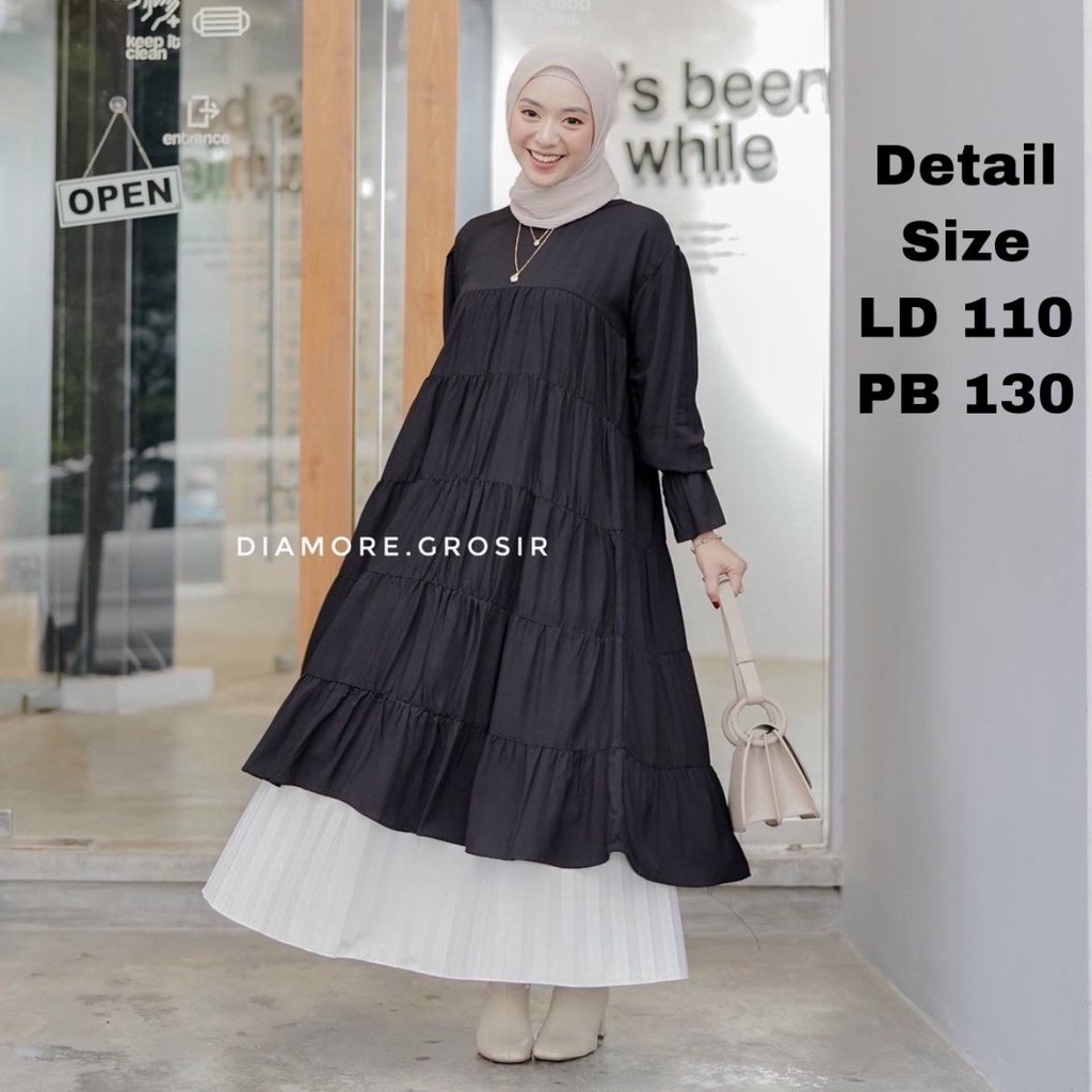 Midi katun Rayon twill premium polos dress busui dress kekinian minimalis muslim korea jumbo busui korean style vintage import premium polos midi dress muslim busui friendly bukaan kanan kiri midi dress bahan twill premium terbaru