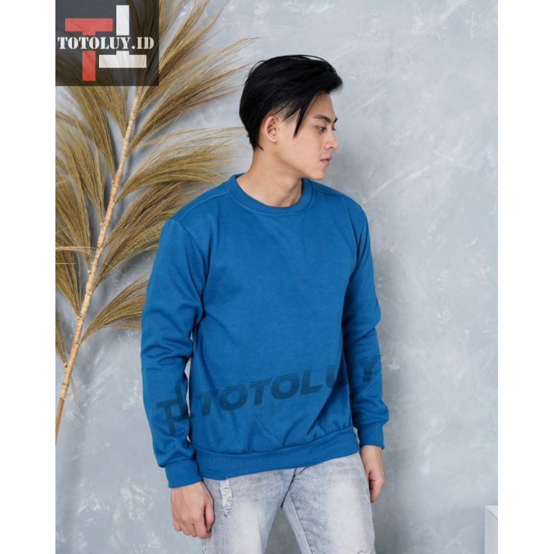 MUKZHOP -  JUMPER SWEATER BASIC POLOS / BIRU ITB