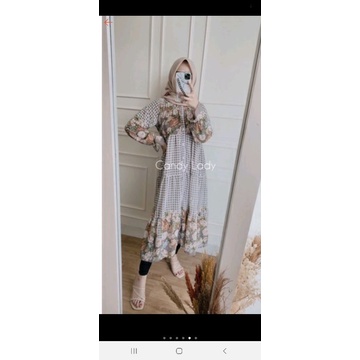 Monelina Button Semi Maxi Dress Candy lady