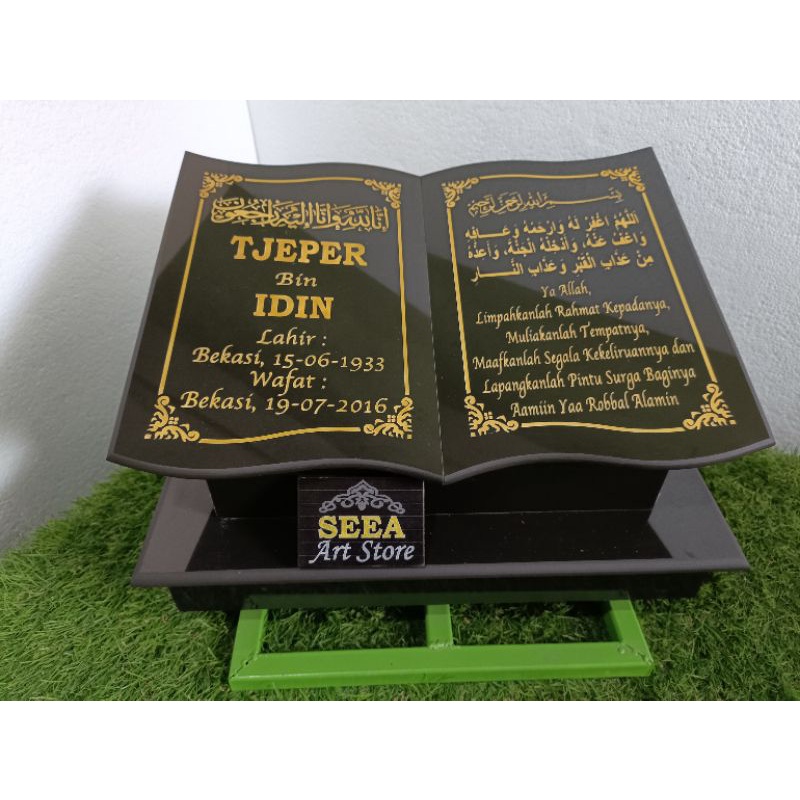 BATU NISAN MAKAM JAHUL MAESAN BUKU + HALAMAN + PACKING KAYU