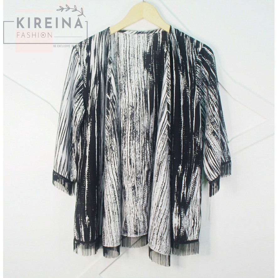 Kardigan Outwear Wanita Motif Cetak Bahan Rayon | Kireina Fashion