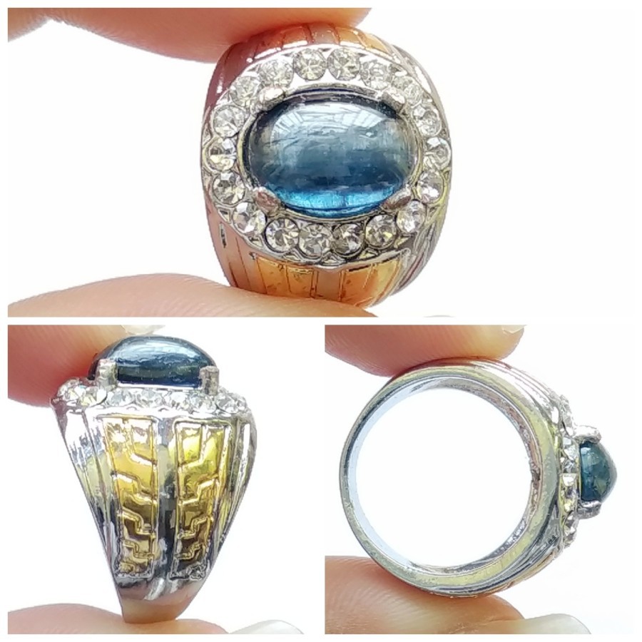 Cincin Batu Permata Natural Blue Sapphire / Safir Australia Kyanite 09