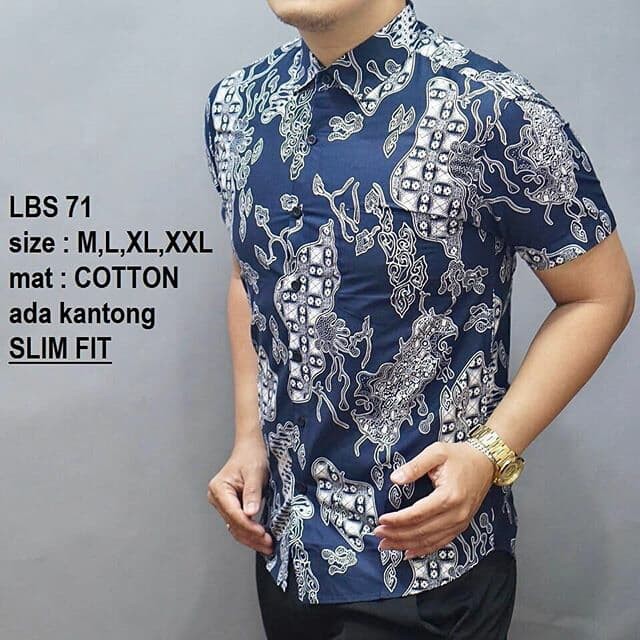 LBS71 KEMEJA BATIK PRIA SLIM FIT MEWAH UNIK BAJU BATIK PRIA BEST SELLER