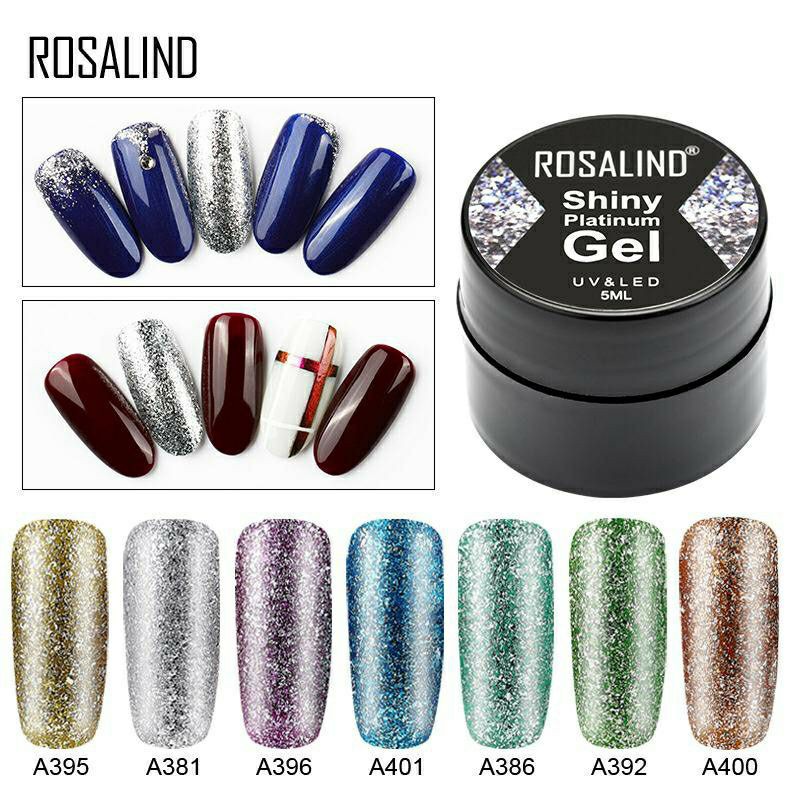 READY STOCK (21 - 24) Rosalind SHINY PLATINUM GEL SERIES Gel Nail Polish UV LED / Kutek / Cat Kuku Bagus