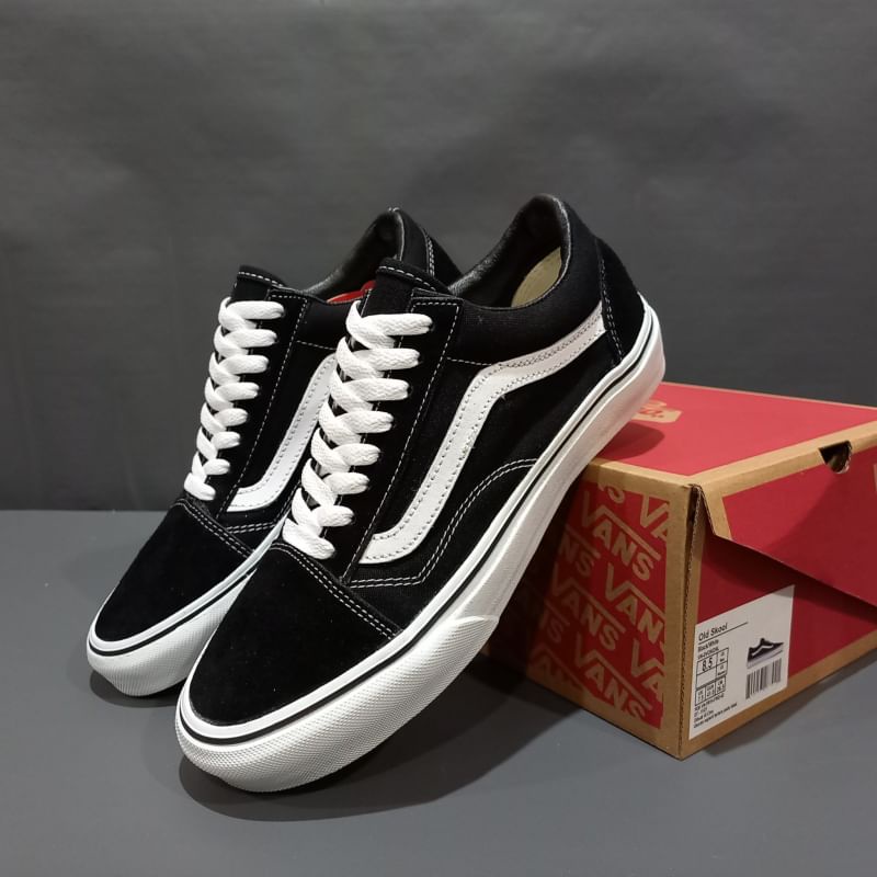 HDS X ADULT - sepatu sneakers casual pria sekolah kuliah canvas VANS OLD SCHOOL BLACK WHITE