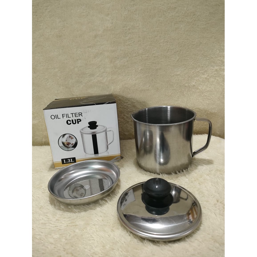 wadah minyak goreng 1.3 L oil pot stainless besar tempat bekas minyak goreng