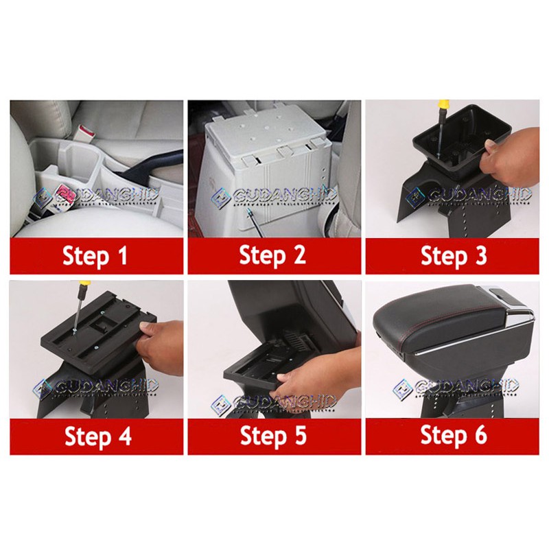 Armrest Mobil Universal Center Console Box 7 USB Port Charger + LED