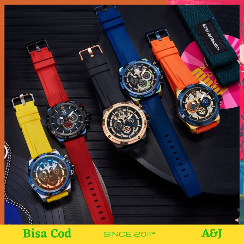 [ COD ] JAM TANGAN PRIA T5 H3867 SPESIAL EDITION FREE STRAP RUBBER ORIGINAL