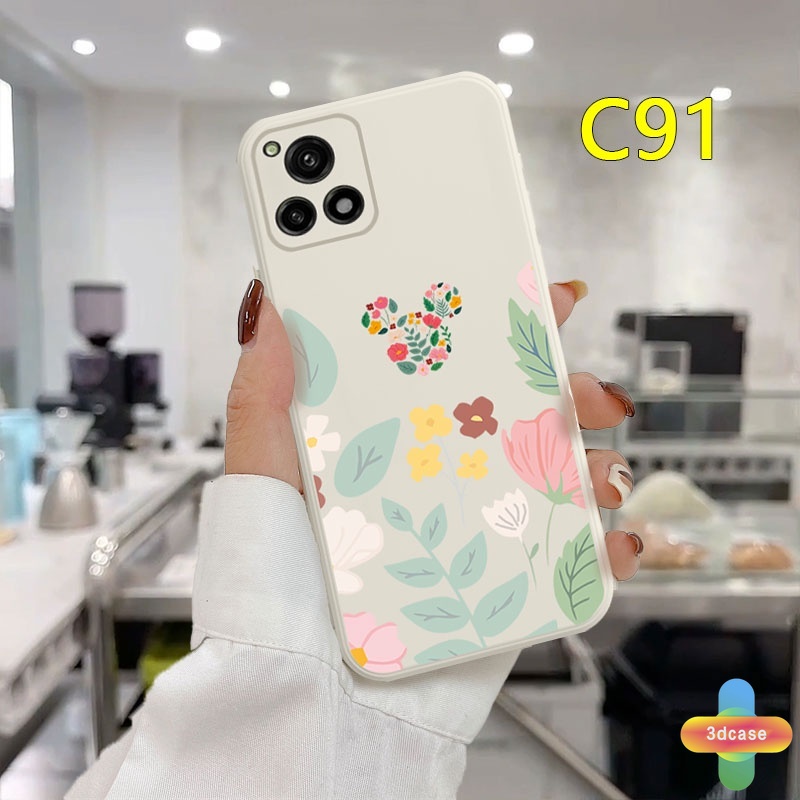 Case HP Realme C21Y C11 2021 C15 C21 C25 C20 C12 C3 C25S 5 5S 5i 6i C17 7i C1 C31 C35 C25Y C2 C3i C20A realme Narzo 20 10 10A 20A 30A A54 A15 A16 A9 A5 A7 A5S A95 A53 A33 Y12 Y20 A12 Cute Mickey Minnie Mouse Flower Anti-fall Case