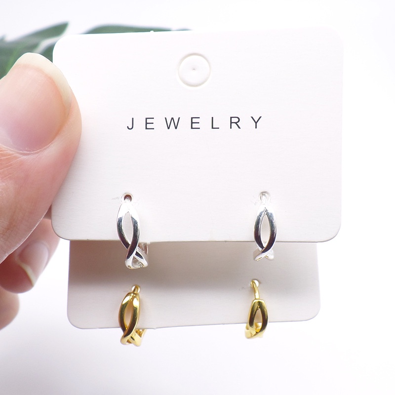 We Flower Anting Hoop Silver S925 14K Gold Bentuk Bulat Silang Twisted Gaya Minimalis Untuk Wanita