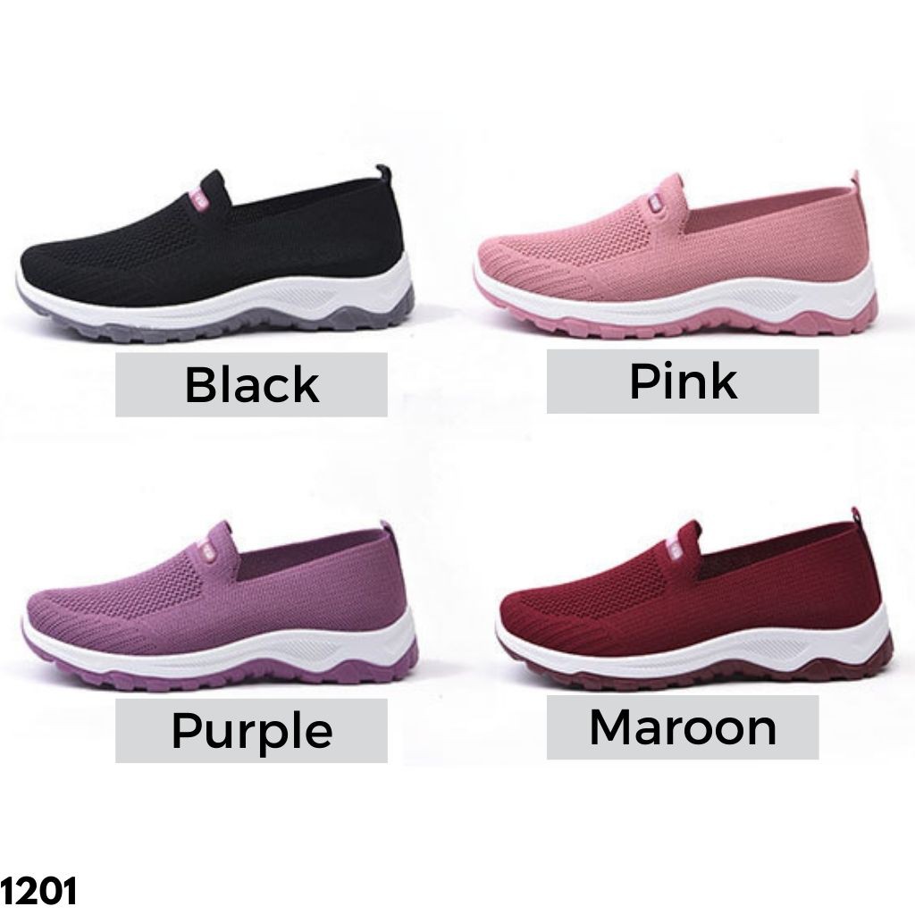 SEPATU SNEAKERS WANITA TANPA TALI COCOK OLAHRAGA OOTD HARIAN KUALITAS BAGUS NYAMAN ANTI SLIP 1201X