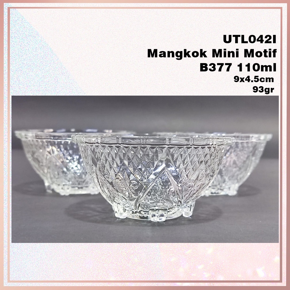 [1 Pcs] Mangkok Mini/Mangkok Sambal/Mangkok Permen Kaca Motif Kimglass B377 110ml