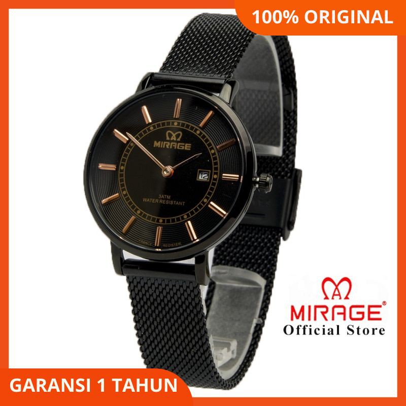 DISKON JAM TANGAN WANITA CEWEK RANTAI PASIR MIRAGE ORIGINAL TAHAN AIR 8623L