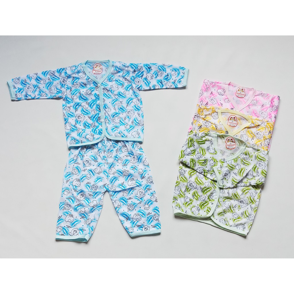 Stelan Baju Anak Panjang Kancing 0 - 3 Tahun / Baju Tidur Anak / Piyama Anak Katun