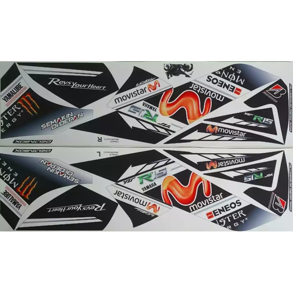 Stiker Striping motor yamaha R15 V2 movistar hitam