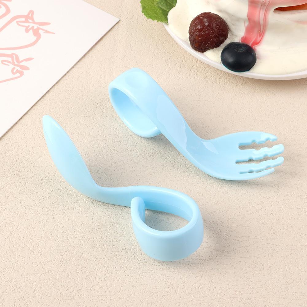 Wonder Twist Fork Spoon Suit Curved Antislip Utensils Set Peralatan Makan Portable Bayi