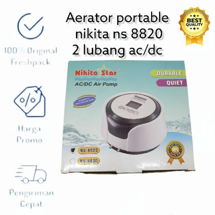 Aerator portable ac/dc nikita star ns 8802 airpump 2 lubang