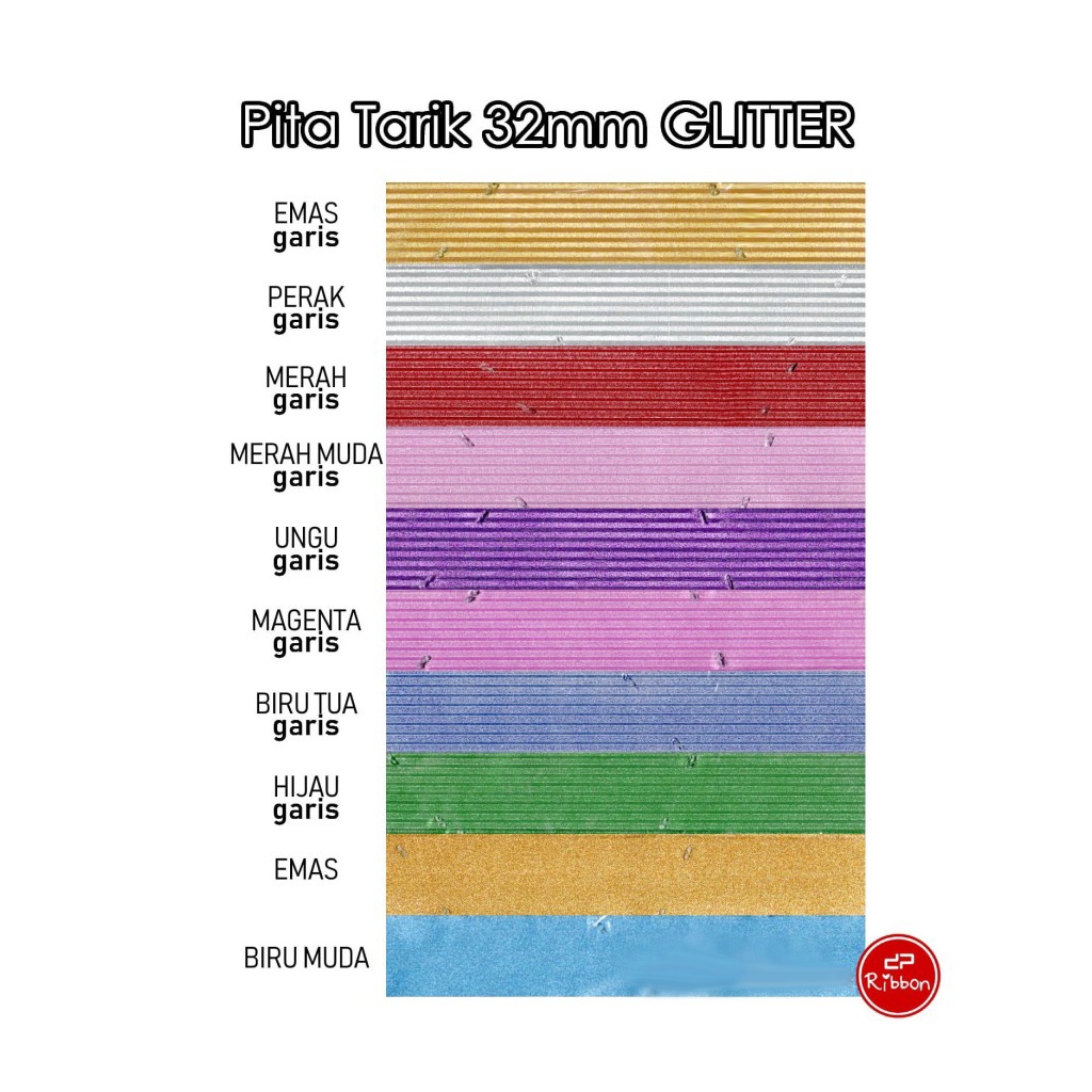 Pita Tarik Glitter 32mm 32 mm Ribbon Serut Hiasan Gliter Warna Dekorasi Gift Kado DIY Hadiah Parcel Souvenir Ulang Tahun Anniversary Birthday Party Wisuda Graduate Bouquete Bucket Pesta Prakarya Kerajinan Craft Crafting Art Seni Pengikat Colorful Malang