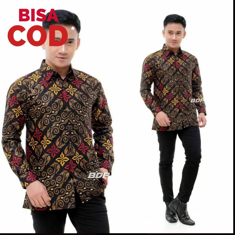 Baju Fashion Atasan Kemeja Hem Batik Seragam Kondangan Kerja Kantor Resepsi Cowok Pria Batik Murah