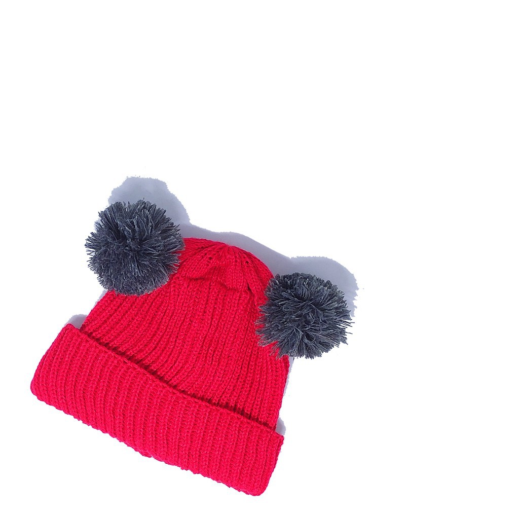 Kupluk Pompom Polos Bayi Anak Usia Usia 0 Sampai 2 Tahun Bahan Rajut