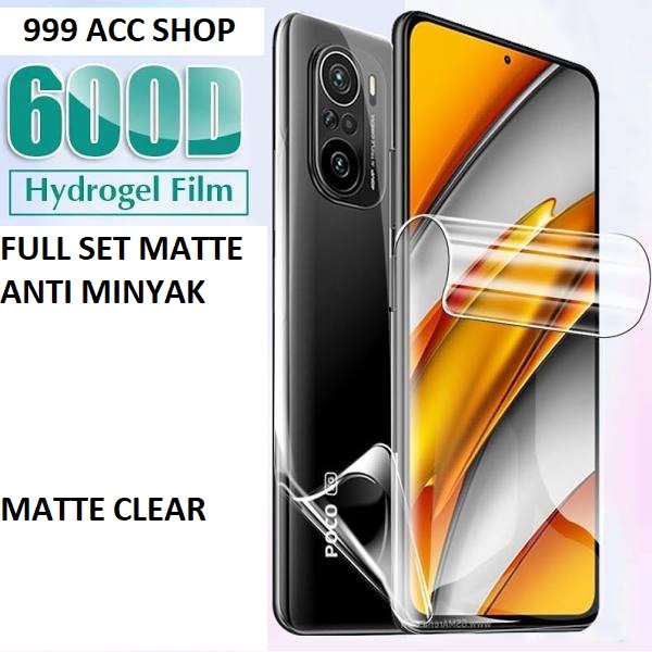 XIAOMI POCOPHONE POCO X5 5G M5 M5S F3 5G POCO M3 M3 PRO ANTI GORES HYDROGEL MATTE FULL SET DEPAN DAN BELAKANG ANTI MINYAK FRONT AND BACK GLARE SCREEN GUARD PELINDUNG LAYAR DAN PELINDUNG BELAKANG ANTI JAMUR SKIN GARSKIN