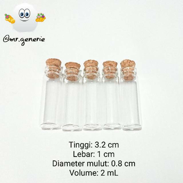  Botol  kaca  mini botol  kaca  tutup gabus botol  charm 2ml 