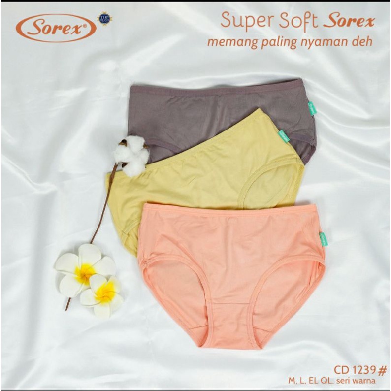 CELANA DALAM WANITA SOREX (ORIGINAL) ART 1239.MODEL MIDI PANTY SIZE : M - QL HARGA 1PCS