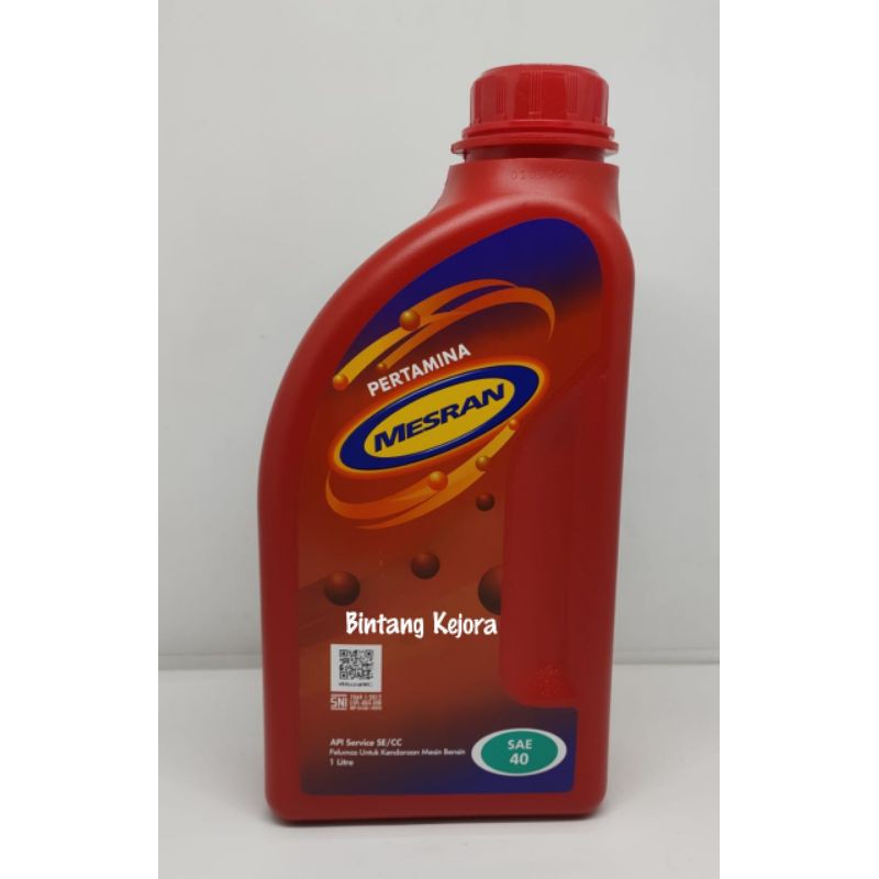 OLI PELUMAS MESIN PERTAMINA MESRAN SAE 40 SE/CC 1L 1 L 1LITER  1 LITER OLI MOTOR MOBIL 4T 4 TAK ASLI