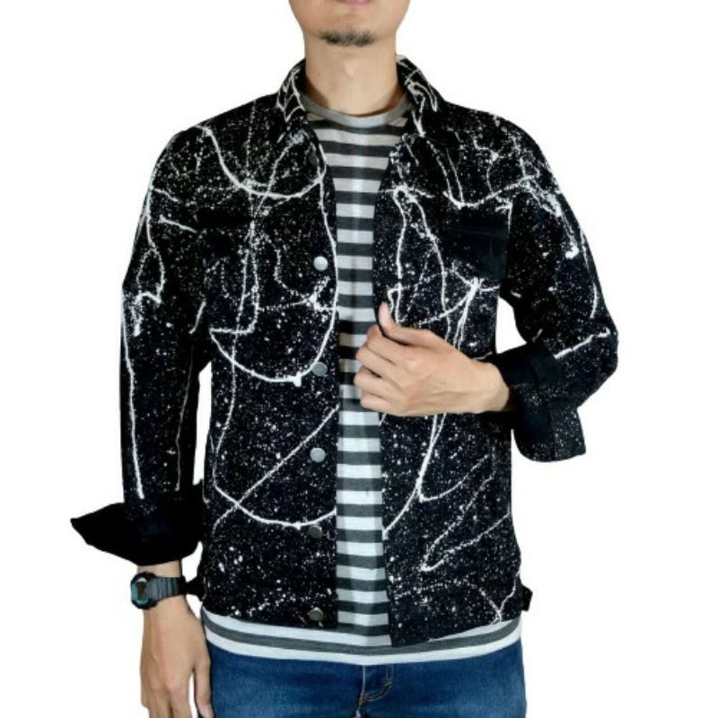 Jaket Jeans Cowok/Pria Motif Keren Kekinian