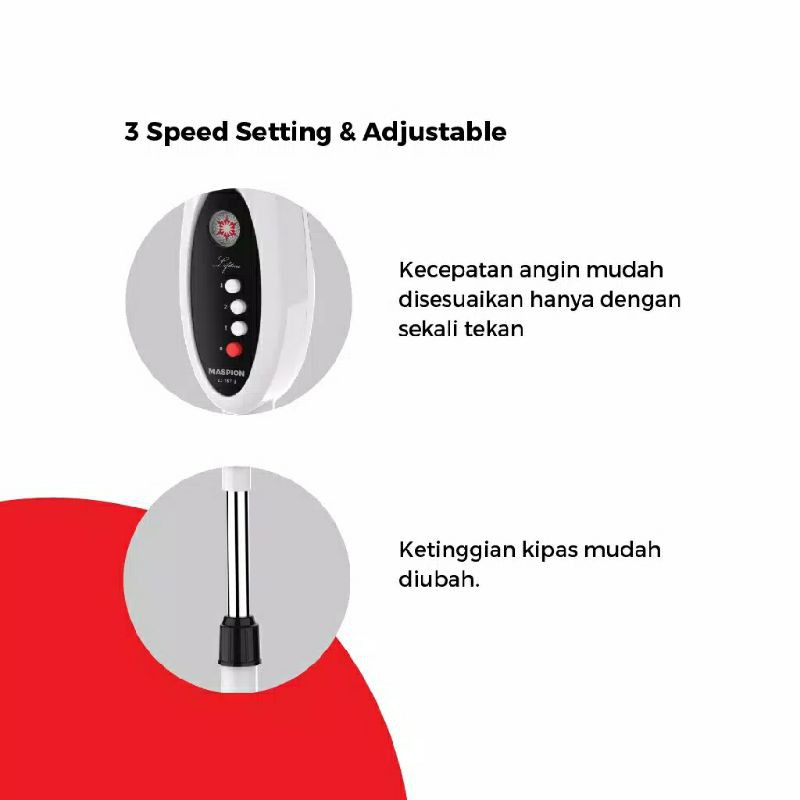 Maspion Kipas Angin Berdiri &amp; Meja 2in1 EX 167S - 167 S - EX167S Stand Desk Fan 55 watt