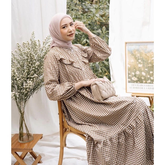 Haidee & Orlin Hayya Gingham Brown Cream