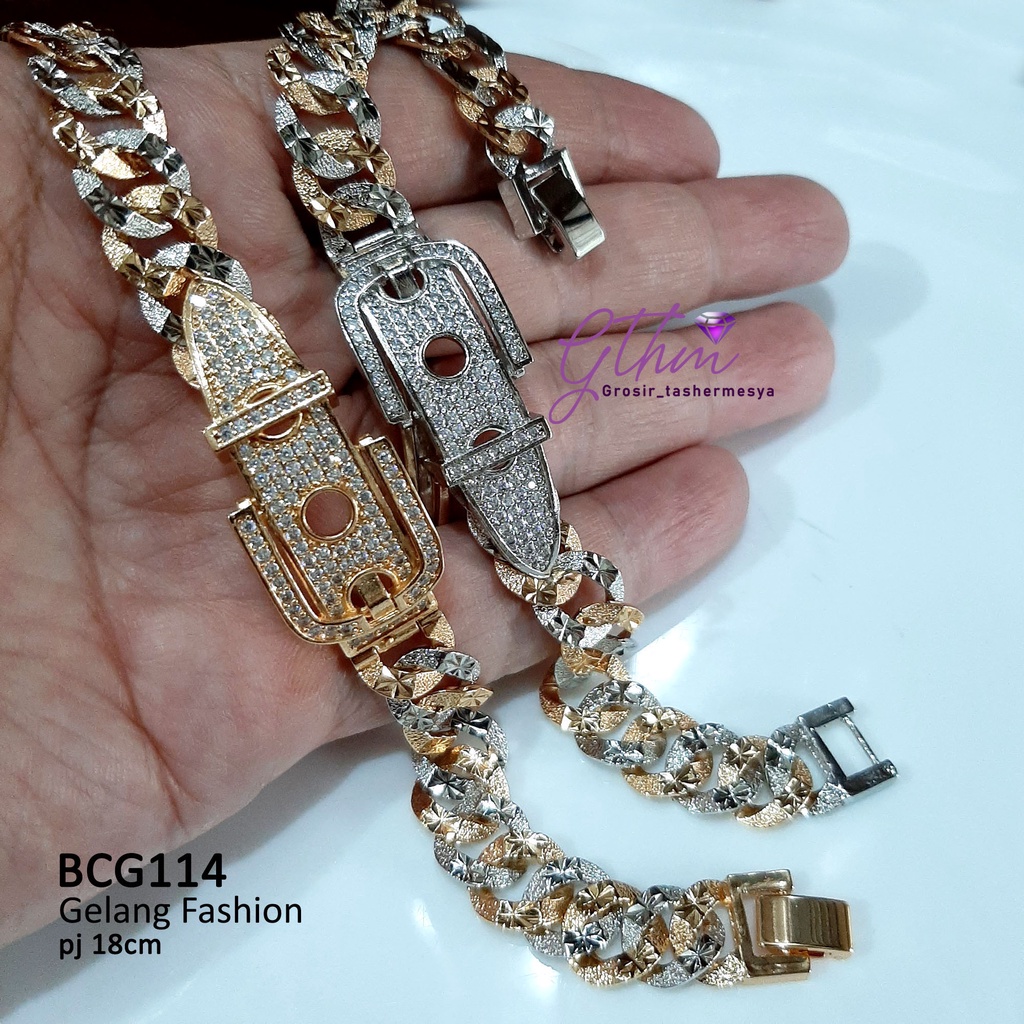 Gelang Tangan Belt Mewah Kombinasi Perhiasan Fashion Import BCG114 GTHM