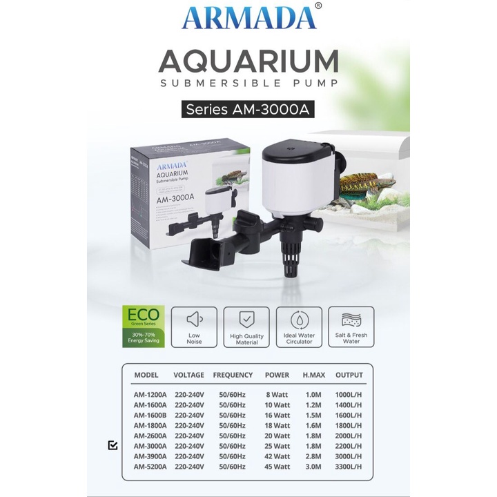 POMPA AQUARIUM CELUP POWER HEAD ARMADA AM 3000 A AM-3000A LOW WATT NOASIS