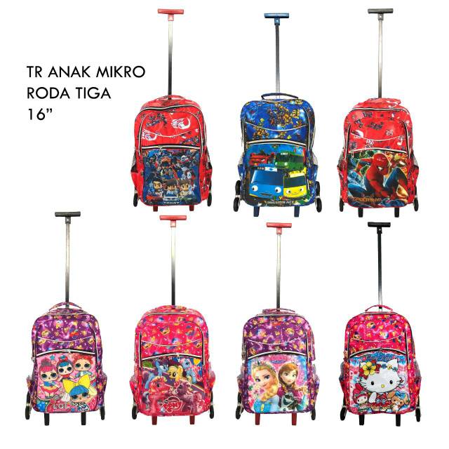 Tas dorong anak sekolah trolly superhero dan kartun