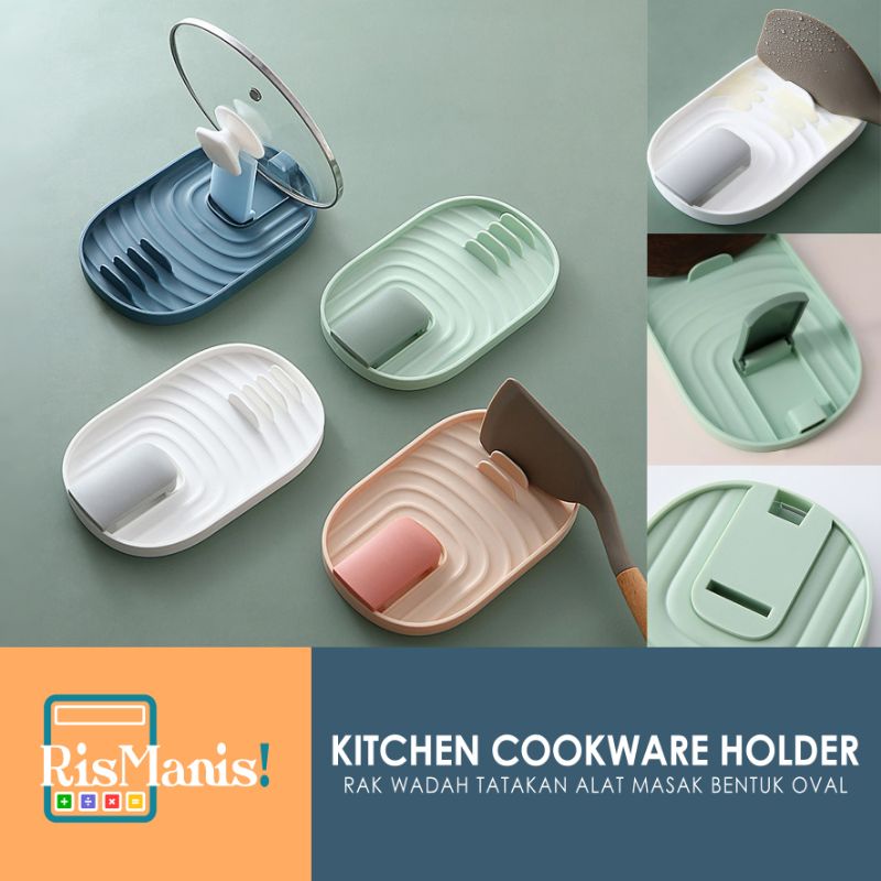 KITCHEN COOKWARE HOLDER Rak Oval Tatakan Alat Masak Wadah Peralatan Dapur Spatula Sutil Tutup Panci