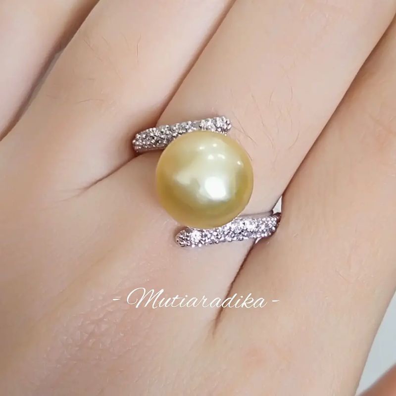Cincin Rodhium Mutiara Model Silang