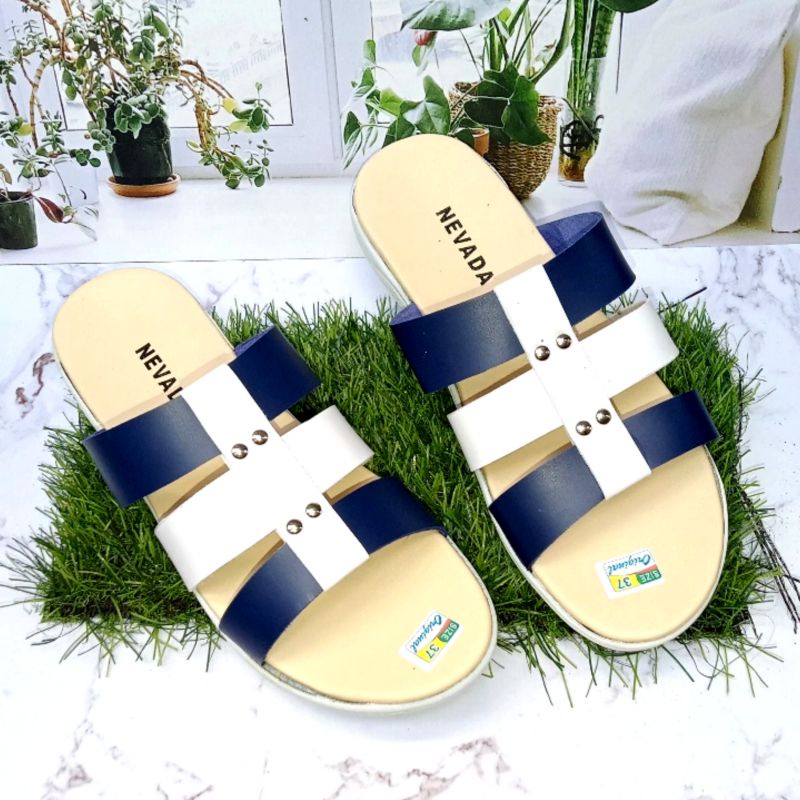 Sandal Flat Wanita Cewek Model Terbaru Empuk COD