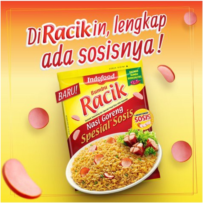 

Indofood Bumbu Racik Nasi Goreng Spesial Sosis per sachet Bumbu Instan Nasgor