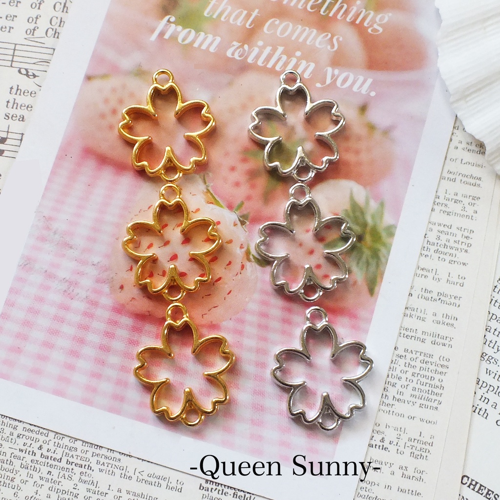 BEZEL PENGHUBUNG SAKURA Connector Charm Blank Cameo Bandul Liontin Pendant Kalung Gelang