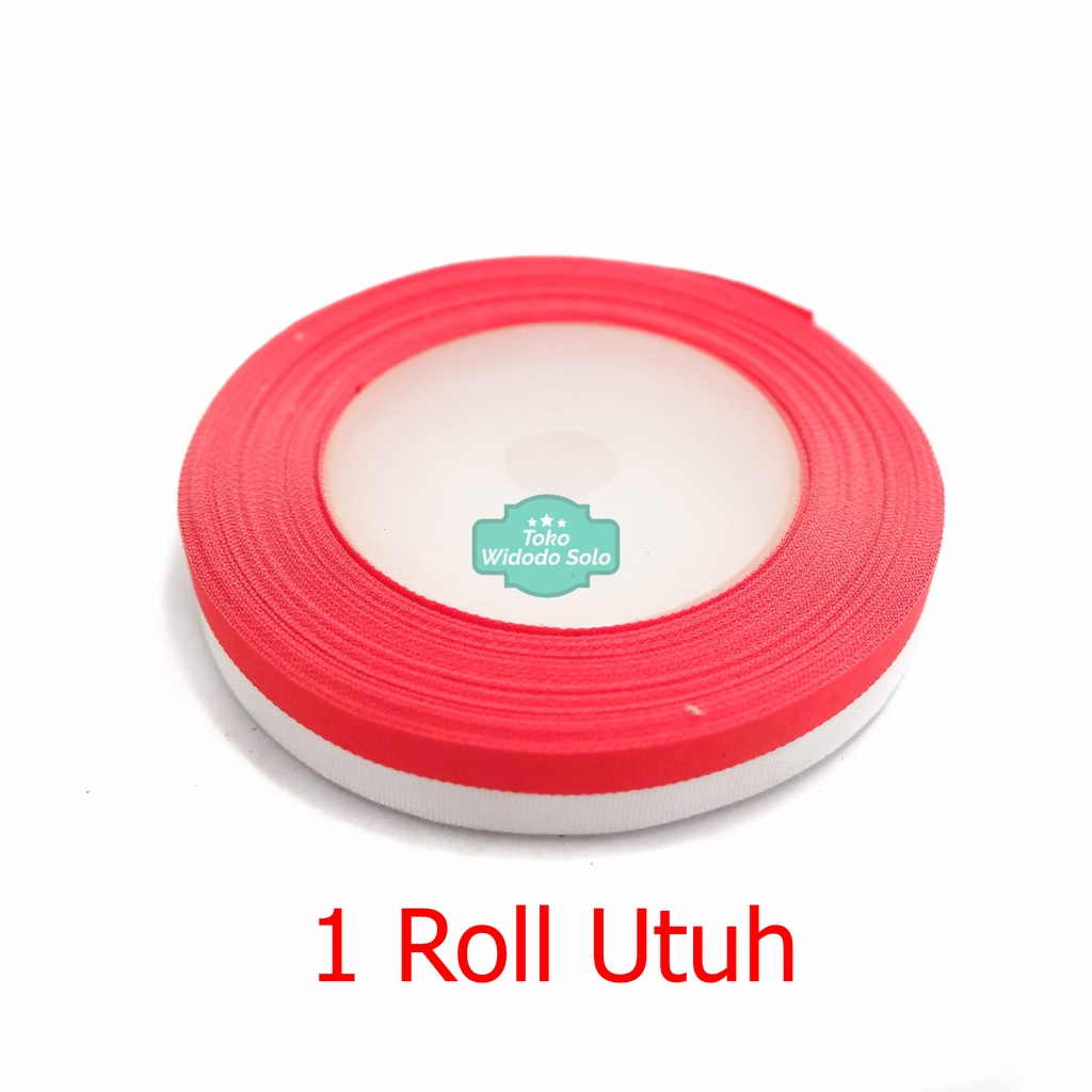 

1 ROLL Pita Merah Putih Kecil 1/2inch Satin Kain Pita Kado Ribbon